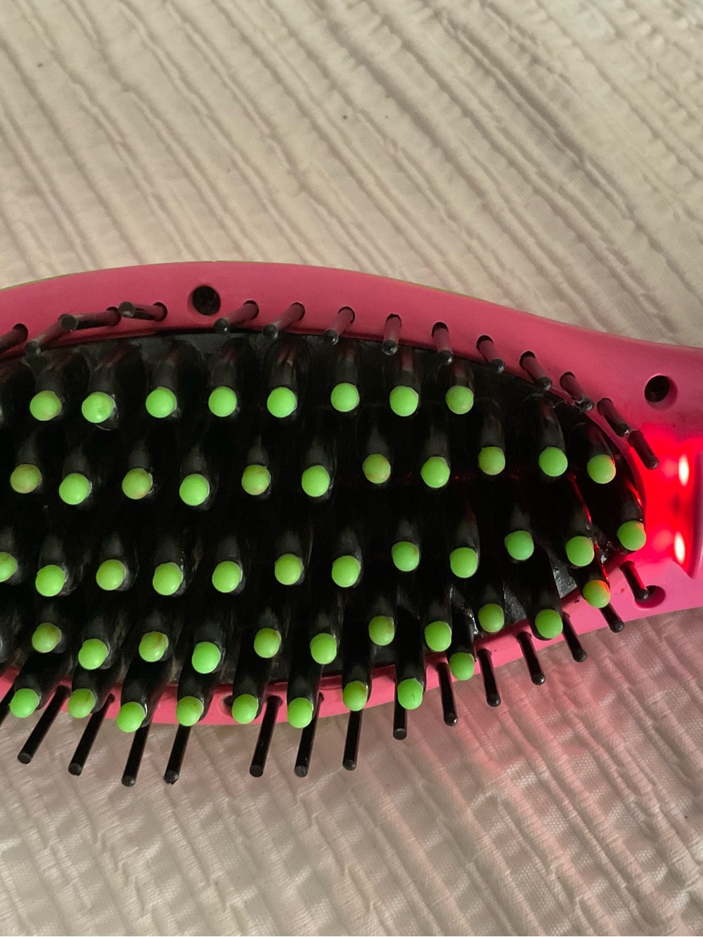 Pink Detangling Hair Brush with Green-Tip Bristles